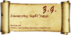 Zavaczky Gyöngyi névjegykártya